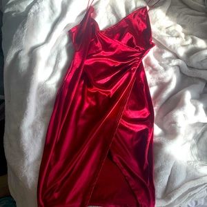 Satin red dress